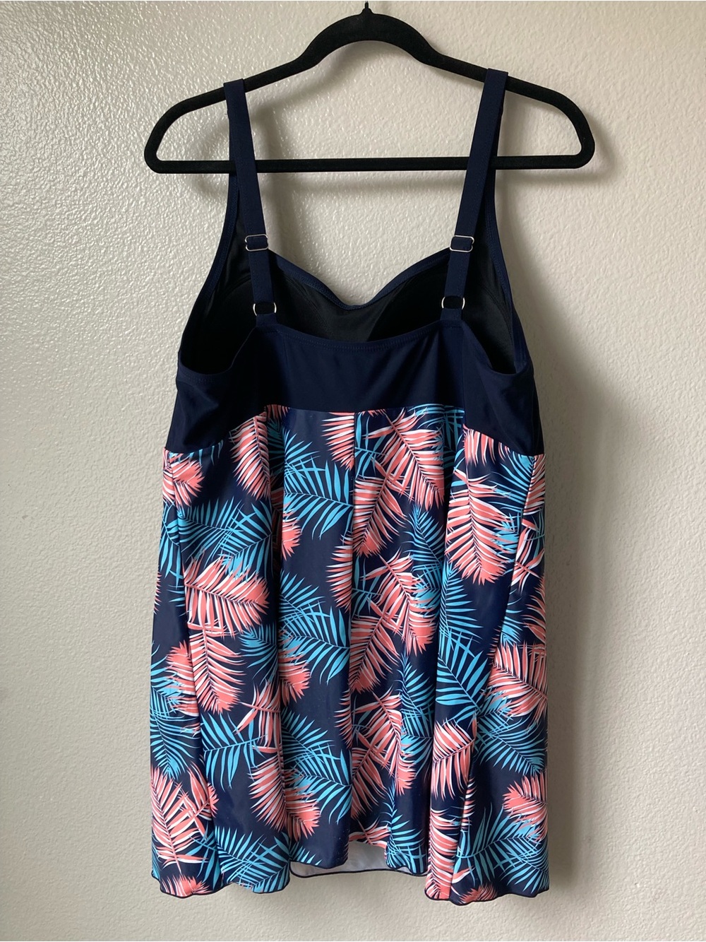 PERONA Swimdress One Piece Swimsuit Retro Leaf Print Skirted Pinup sz 20W - Picture 6 of 11
